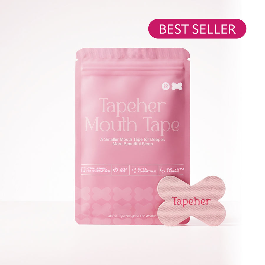 TapeHer Mouth Tape best-seller pack with a single soft pink strip
